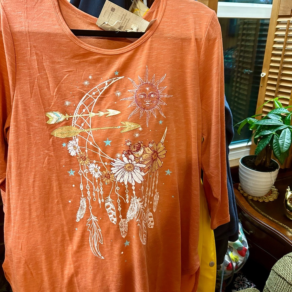 Tru Self, A Beautiful orange top NWT. Size 1X but fits like a large. - Picture 4 of 5